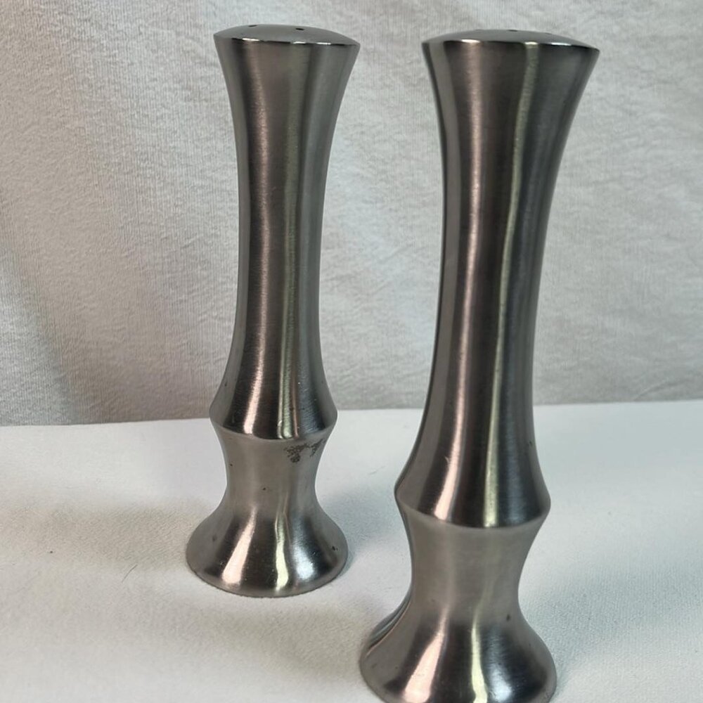 Salt & Pepper Shaker Set Stainless Steel 6” MCM Made in Japan Vintage‎ Retro